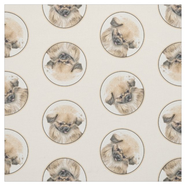 Tissu Pekingese Peinture Faune Cute Original Animal Chie (Échantillon)