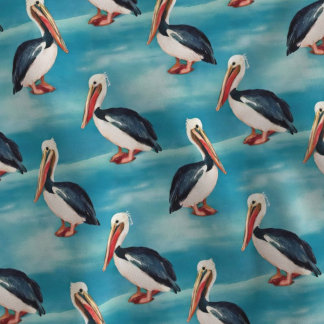 Tissu Pélican de style aquarelle sur des vagues d'océan