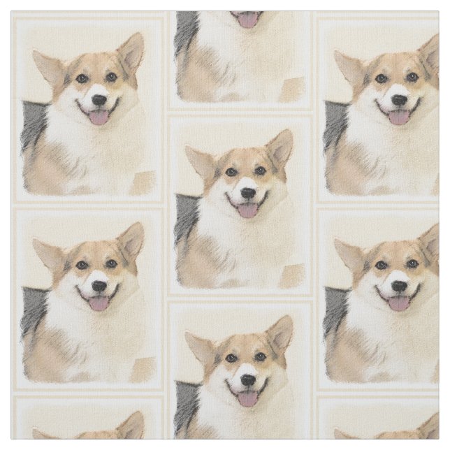 Tissu Pembroke Welsh Corgi Peinture - Chien d'art origin (Échantillon)