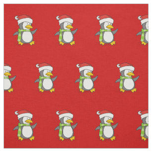 Tissu Penguin de Noël marche sur Motif de neige