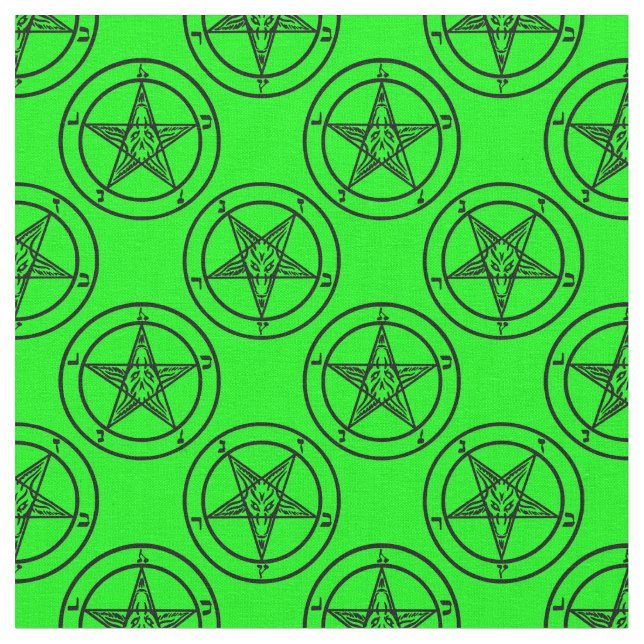 Tissu pentagramme baphomet vert halloween (Fermer)