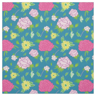 Tissu peonias y margaritas