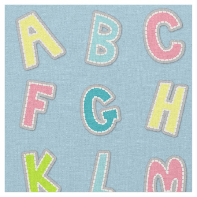 Tissu Pépinière à thème Alphabet mignon Imprimer (Fermer)