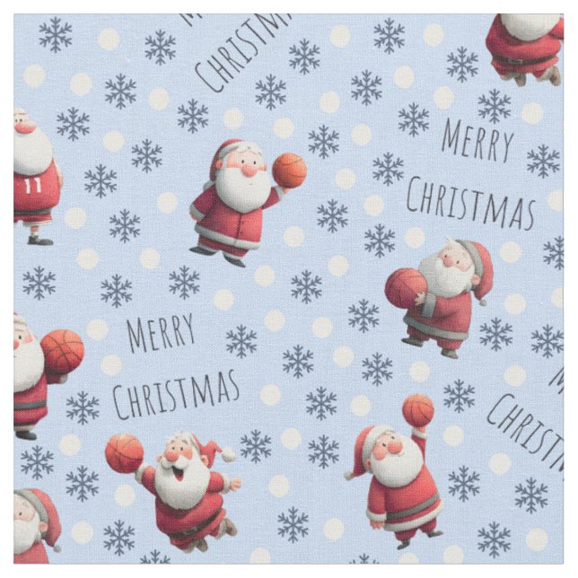 Tissu Père Noël de basketball sur bébé bleu (Fermer)