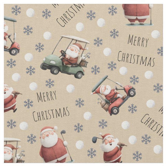Tissu Père Noël de golf sur bronzage léger (Fermer)