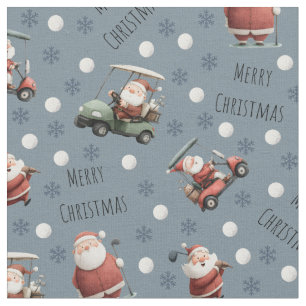 Tissu Père Noël de golf sur Grey d'ardoise légère