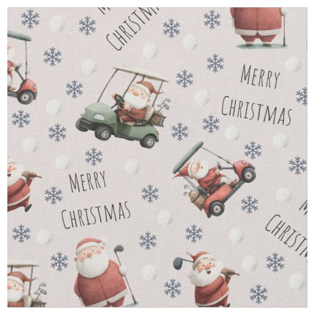 Tissu Père Noël de golf sur rose pâle (Fermer)