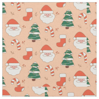 Tissu Père Noël de Noël, Sucres de canne et... Arbres