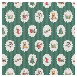 Tissu Père Noël de Noël vintage rayures rétro
