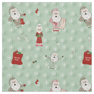 Tissu Père Noël et Mme Claus à Pajama et dans la nuit