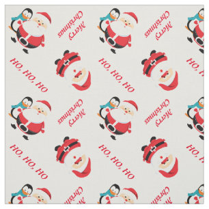 Tissu Père Noël et pingouin Noël personnalisé