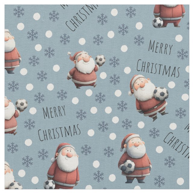 Tissu Père Noël foot sur pierre bleue (Fermer)