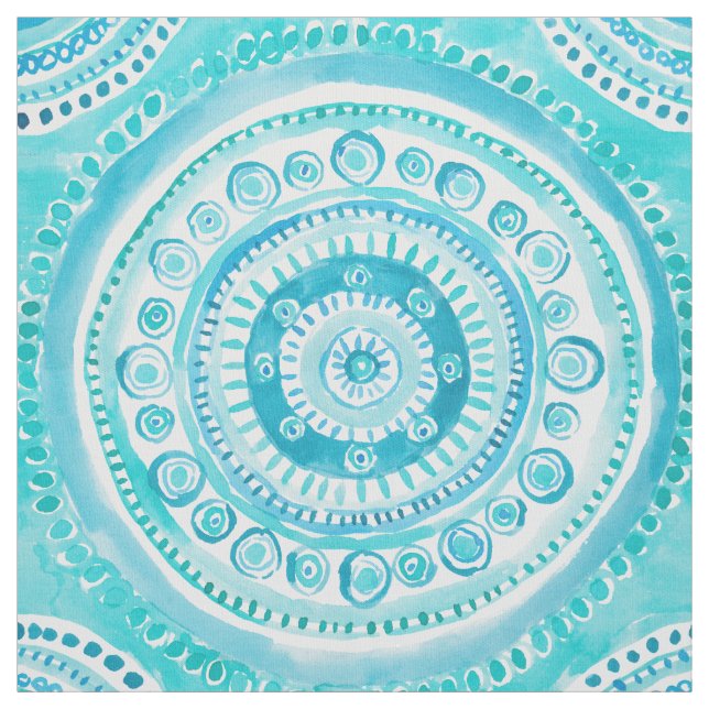 Tissu PERLES d'aquarelle de mandala de sirène de SAGESSE (Échantillon)