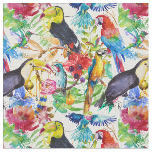 Tissu Perroquets colorés d'aquarelle