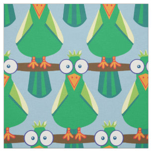 Tissu Perroquets de caricature verte