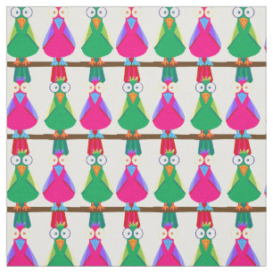 Tissu Perroquets de dessin animé verts et roses