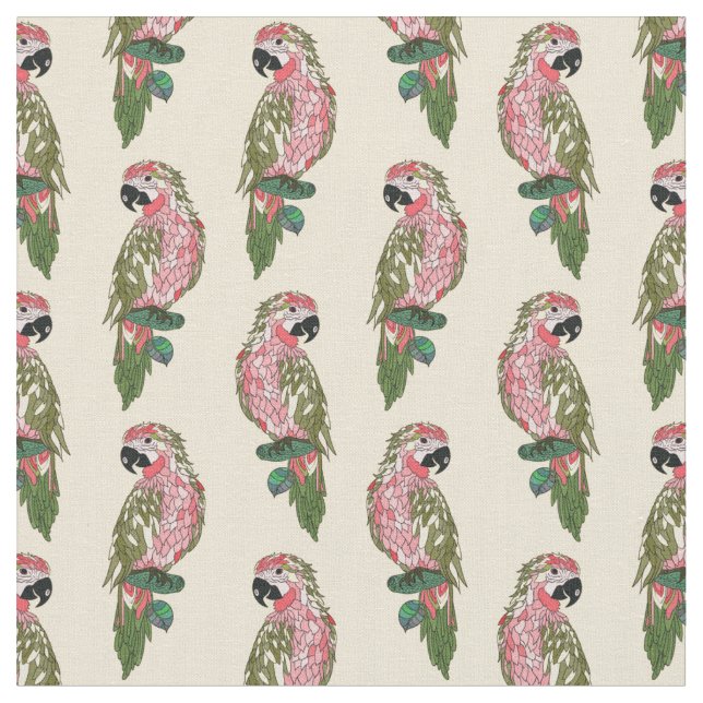 Tissu Perroquets de style de Zentangle (Fermer)