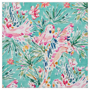 Tissu Perroquets tropicaux colorés de l'ARA MOMENTO