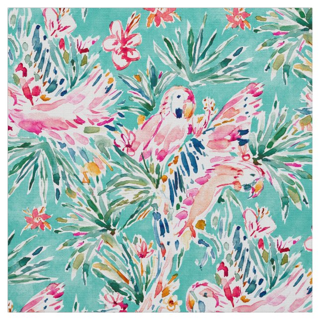 Tissu Perroquets tropicaux colorés de l'ARA MOMENTO (Échantillon)