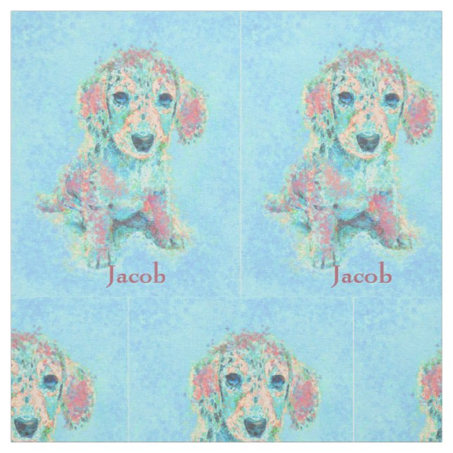 tissu personalizable d'aqua et de teckel de corail (Échantillon)