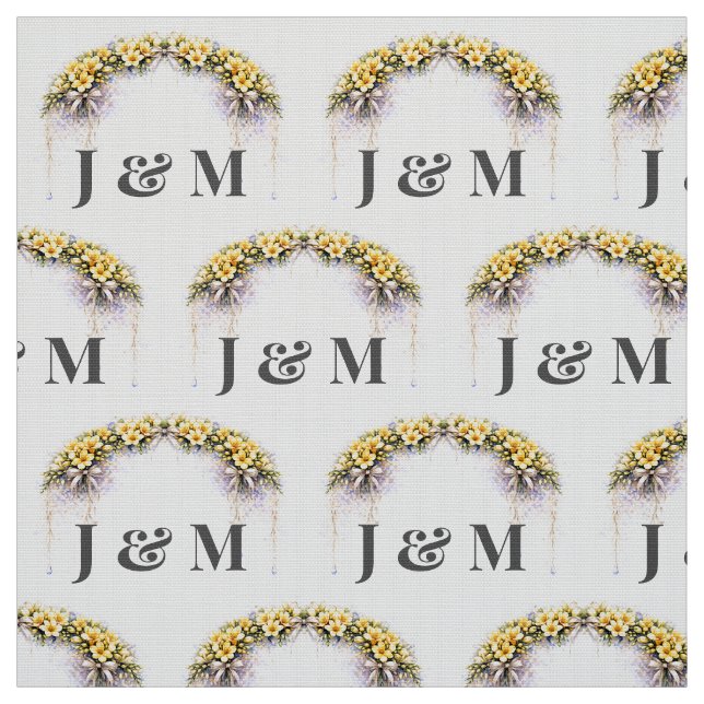 Tissu Personalized Floral Wedding Fabric with Monogram (Échantillon)