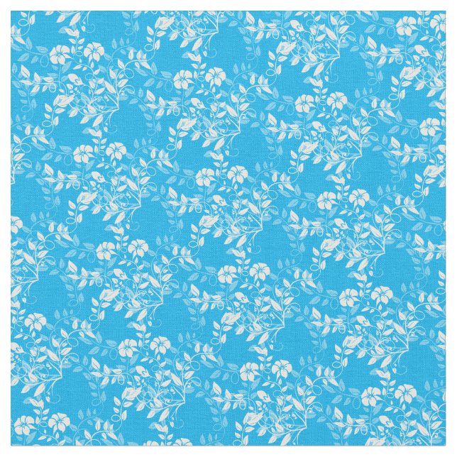 Tissu personnalisé - Turquoise & Blanc Floral (Fermer)