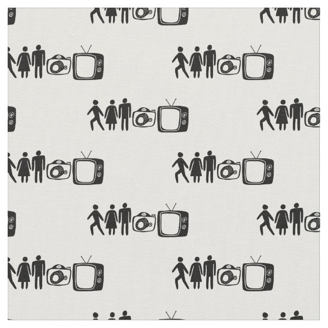 Tissu PERSONNE FEMME HOMME CAMERA TV Motif (Fermer)