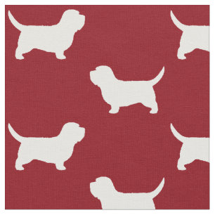 Tissu Petit Basset Griffon Vendéen Silhouettes PBGV Roug