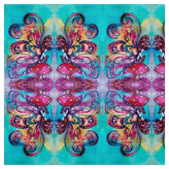 Tissu Petit Elfe de Champignons Imaginaire (Échantillon)