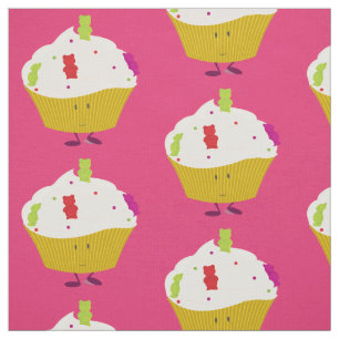 Tissu Petit gâteau gommeux de sourire d'ours