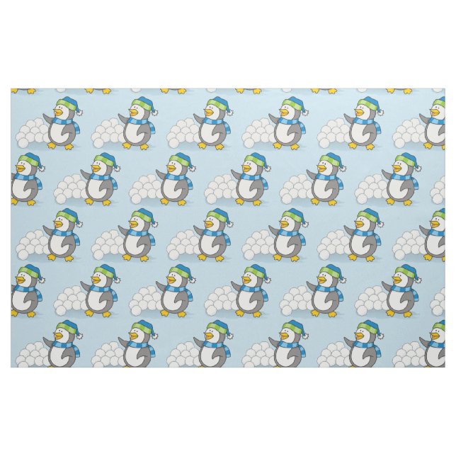 Tissu Petit manchot avec boules de neige agitant (Fat Quarter)