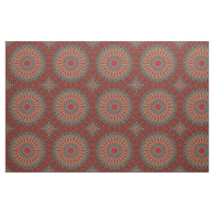 Tissu Petit motif de mandala rouge, vert et bleu