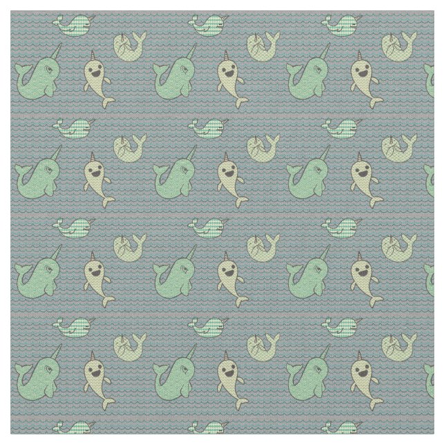 Tissu Petit Narwhals heureux (Fermer)