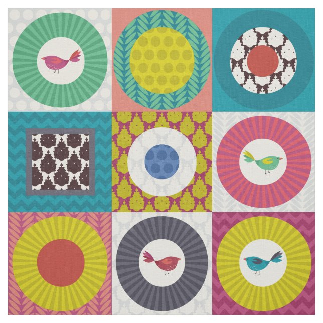 Tissu petit oiseau carré (Échantillon)