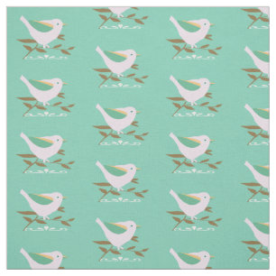Tissu Petit oiseau rose à la menthe arrière - plan