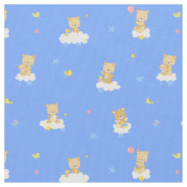 Tissu Petit ours heureux (Fermer)