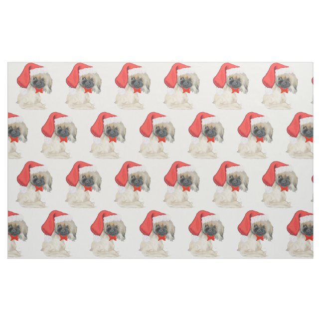 Tissu Petit Pékinois Père Noël (Yard)