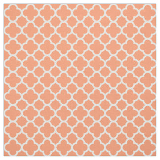 Tissu Petit Quatrefoil Coral Peach Turquoise Marocain