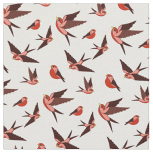 Tissu Petit vol rouge d'oiseau, séance, copie d'art