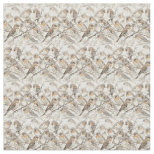 Tissu Petite collection Brown d'oiseaux du Bruant