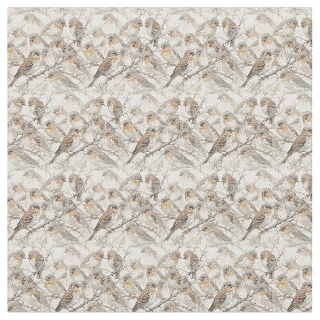 Tissu Petite collection Brown d'oiseaux du Bruant (Fermer)