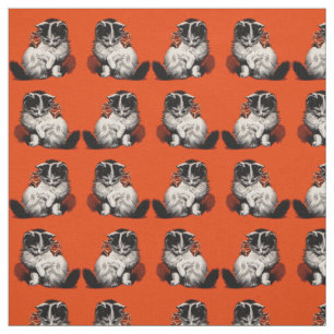 Tissu petite copie douce de chaton et de grenouille