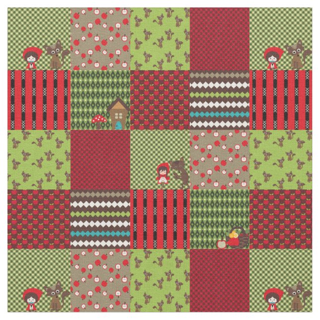 Tissu Petite courtepointe rouge à cheval Blocs verts/rou (Fermer)
