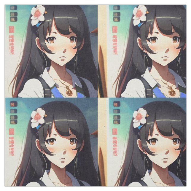 Tissu Petite fille Anime (Échantillon)