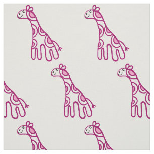 Tissu Petite girafe rose imprimé en pépinière