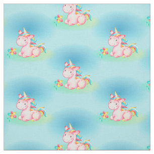 Tissu Petite licorne mignonne de rose de séance