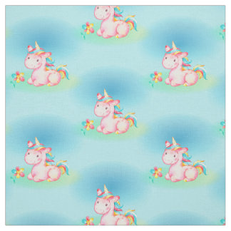 Tissu Petite licorne mignonne de rose de séance
