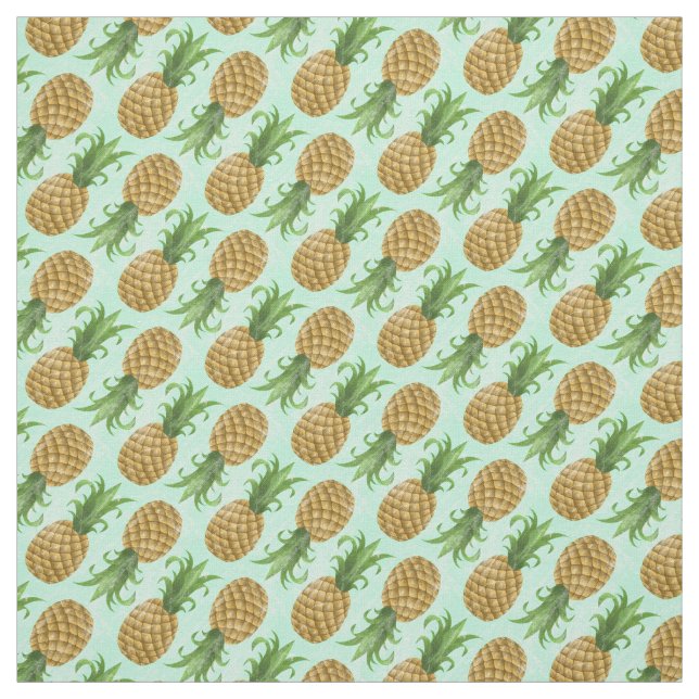 Tissu Petite menthe hawaïenne tropicale vintage d'ananas (Échantillon)