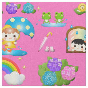 Tissu Petites Filles Avec Grenouilles Et Escargots GC1
