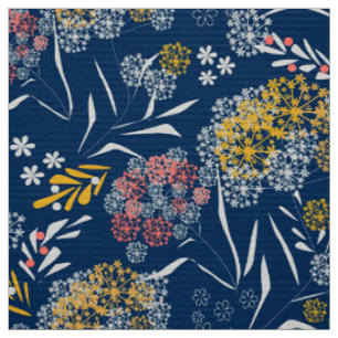 Tissu Petites fleurs mignonnes bleu marine vi